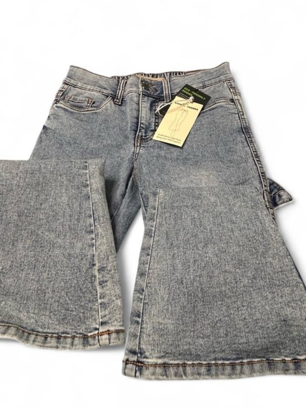 High-Rise Light Gray Wide-Leg Jeans for Women size 7